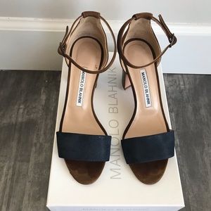 Manolo Blahnik Brown and Black Sandals